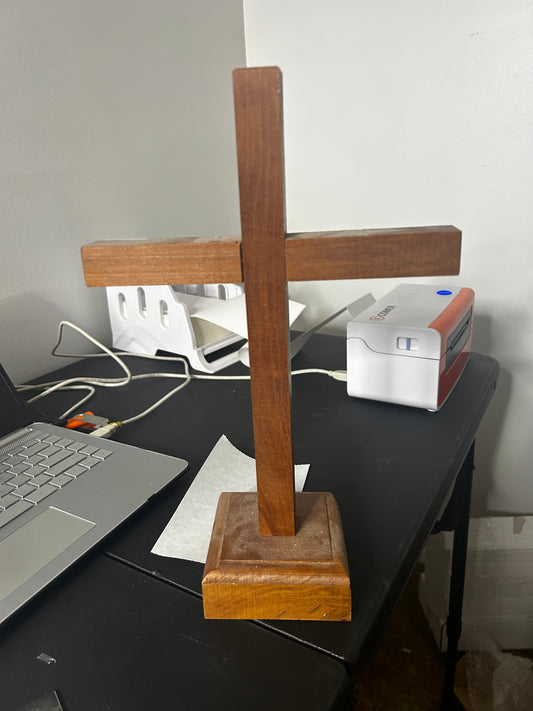 Wooden table top cross